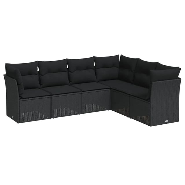 vidaXL 6-tlg Garten-Sofagarnitur mit Kissen Schwarz Poly Rattan Modell 4