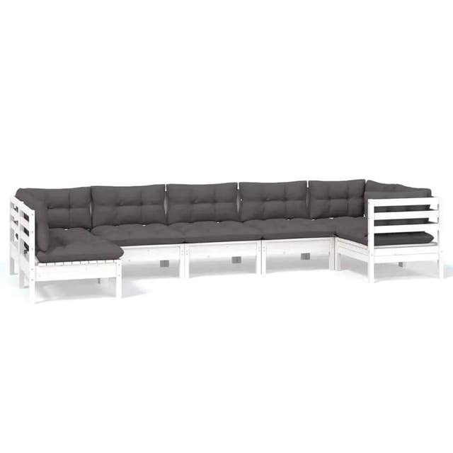 vidaXL 7-tlg Garten-Lounge-Set mit Kissen Weiß Kiefernholz Modell 4
