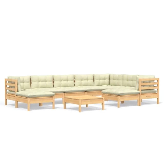 vidaXL 10-tlg Garten-Lounge-Set mit Creme Kissen Massivholz Kiefer Modell 2