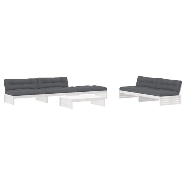 vidaXL 6-tlg Garten-Lounge-Set mit Kissen Weiß Kiefernholz Modell 18