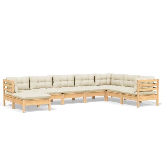 vidaXL 8-tlg Garten-Lounge-Set mit Creme Kissen Massivholz Kiefer Modell 14