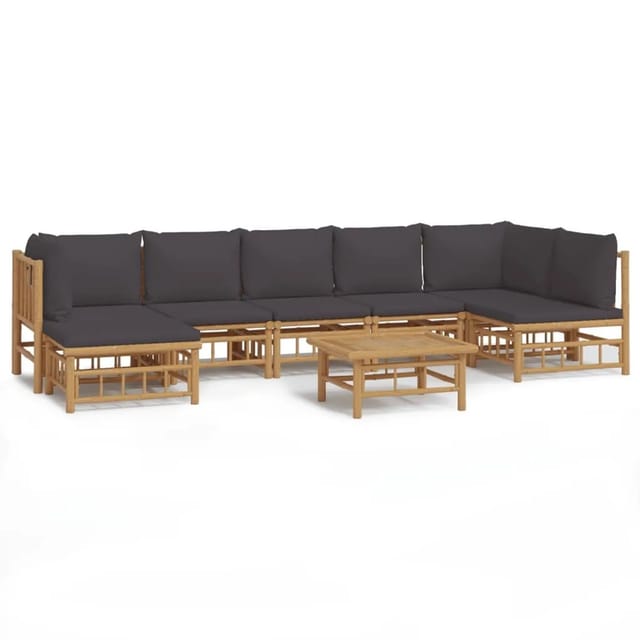 vidaXL 8-tlg Garten-Lounge-Set mit Dunkelgrauen Kissen Bambus Modell 6