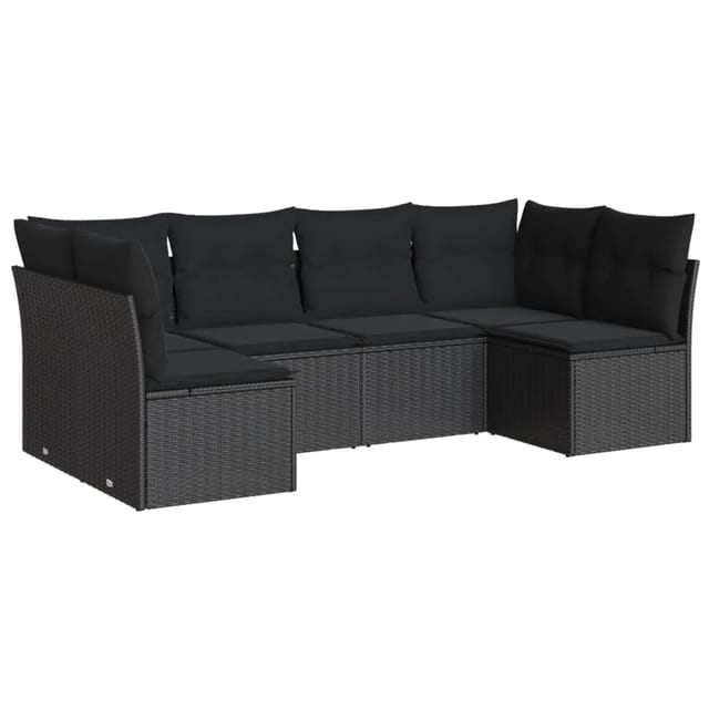 vidaXL 6-tlg Garten-Sofagarnitur mit Kissen Schwarz Poly Rattan Modell 13