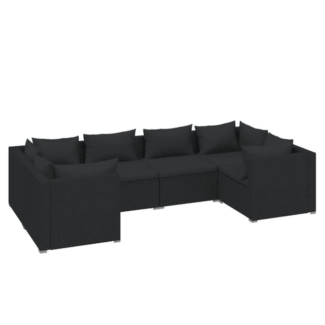 vidaXL 6-tlg Garten-Lounge-Set mit Kissen Poly Rattan Schwarz Modell 46