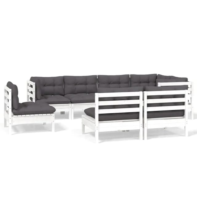 vidaXL 8-tlg Garten-Lounge-Set mit Kissen Weiß Kiefer Massivholz Modell 13