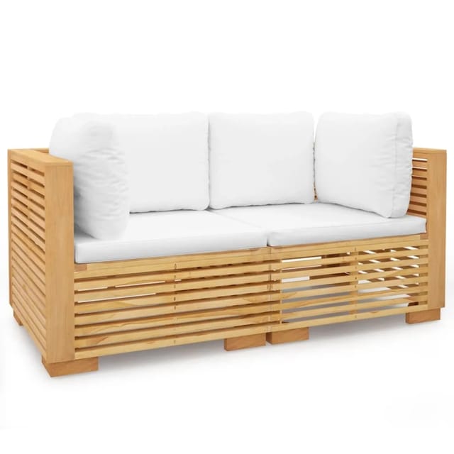 vidaXL Garten-Ecksofas mit Kissen 2 Stk. Massivholz Teak Modell 1
