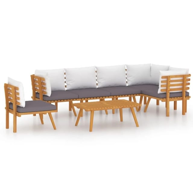 vidaXL 7-tlg Garten-Lounge-Set mit Kissen Massivholz Akazie Modell 11