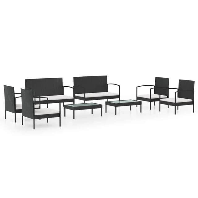 vidaXL 8-tlg Garten-Lounge-Set mit Auflagen Poly Rattan Schwarz Modell 53