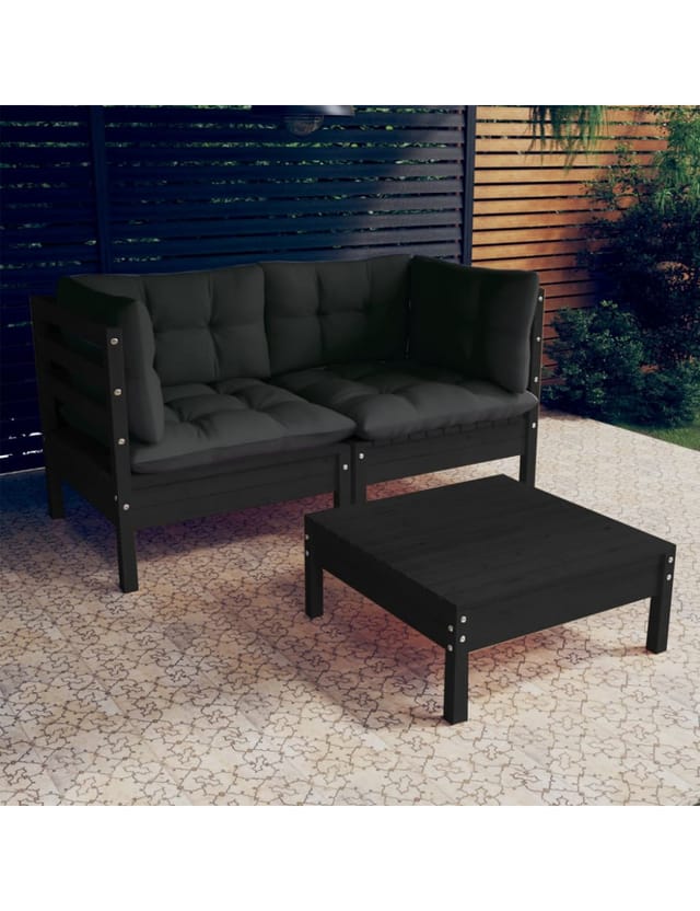 vidaXL 3-tlg Garten-Lounge-Set mit Anthrazit Kissen Kiefernholz Modell 6