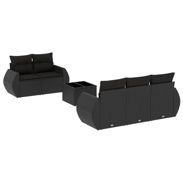 vidaXL 6-tlg Garten-Sofagarnitur mit Kissen Schwarz Poly Rattan Modell 47