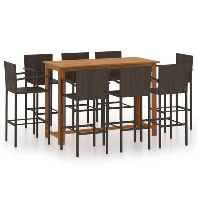 vidaXL 9-tlg Gartenbar-Set Braun