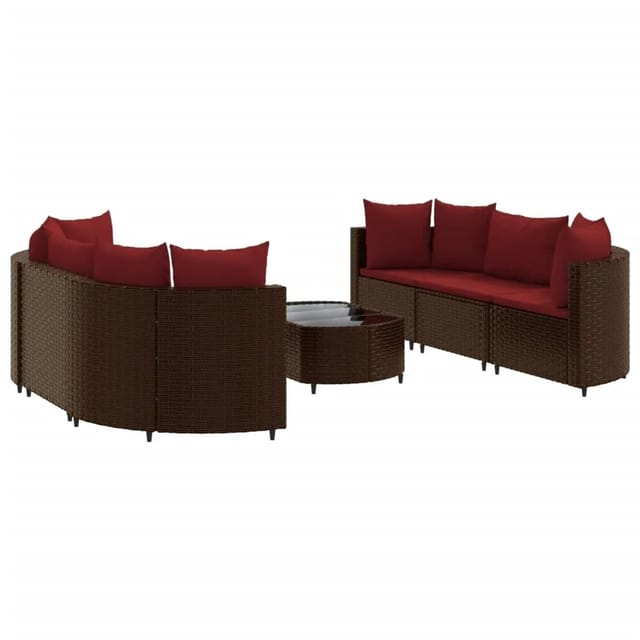 vidaXL 7-tlg Garten-Sofagarnitur mit Kissen Braun Poly Rattan Modell 16