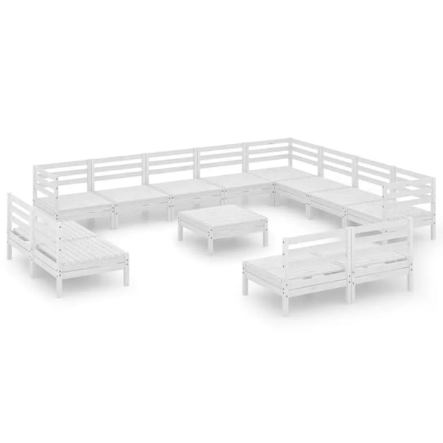 vidaXL 13-tlg Garten-Lounge-Set Massivholz Kiefer Weiß Modell 1