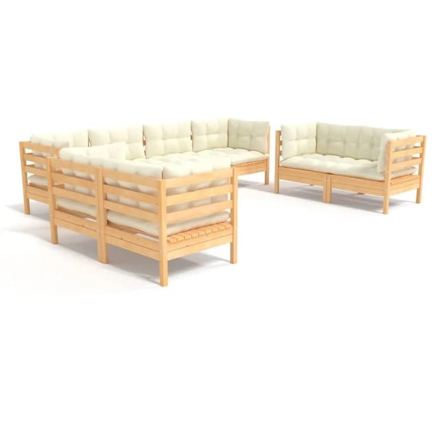 vidaXL 8-tlg Garten-Lounge-Set mit Creme Kissen Massivholz Kiefer Modell 5