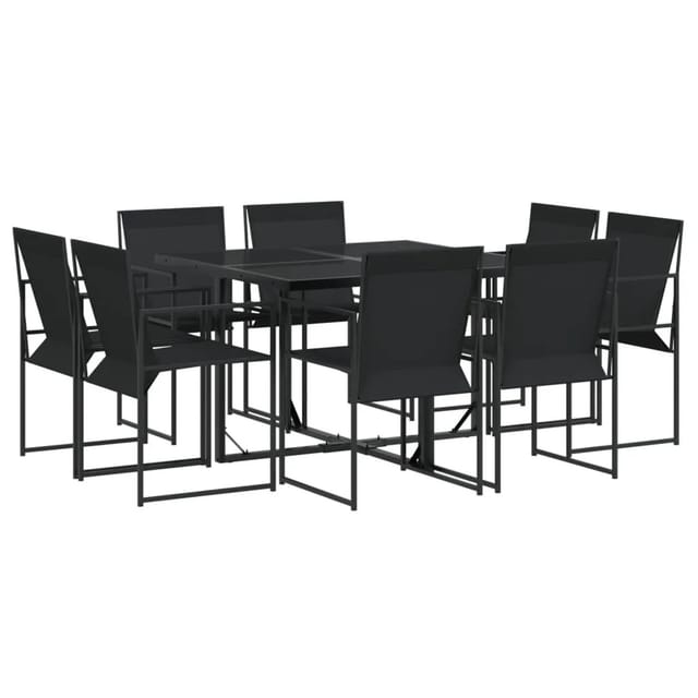 vidaXL 9-tlg Garten-Essgruppe Schwarz Textilene Modell 3