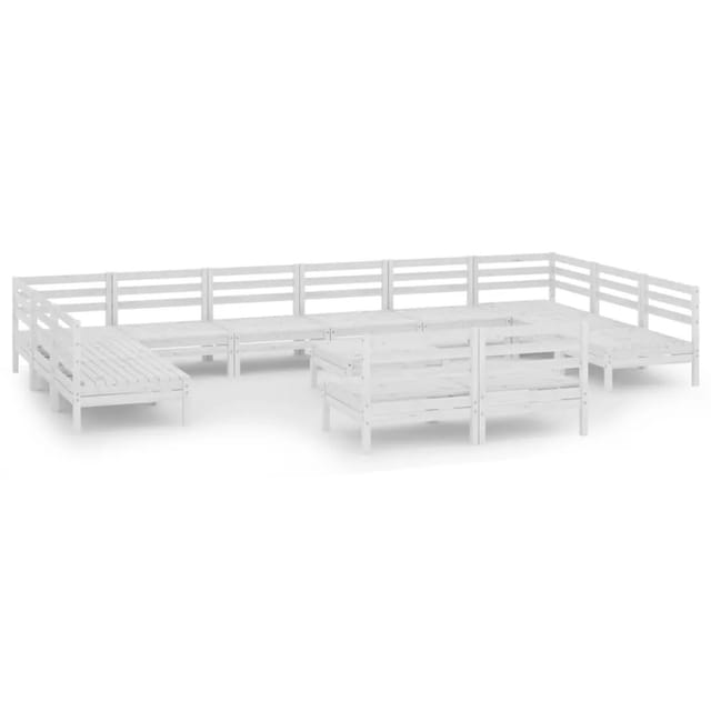 vidaXL 13-tlg Garten-Lounge-Set Weiß Massivholz Kiefer Modell 1
