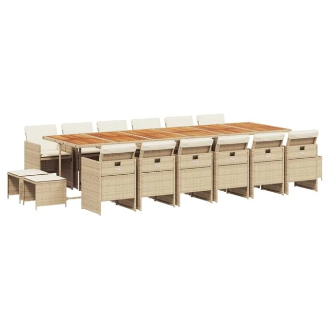 vidaXL 17-tlg Garten-Essgruppe mit Kissen Beige Poly Rattan Modell 4