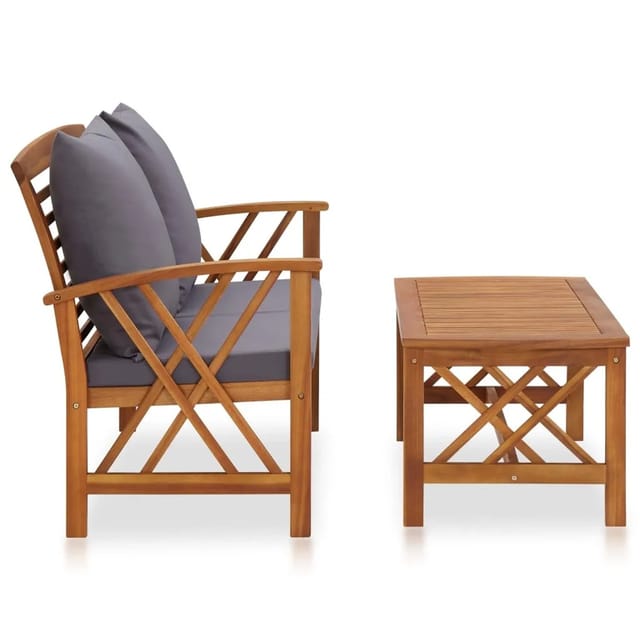 vidaXL 2-tlg Garten-Lounge-Set mit Auflagen Massivholz Akazie