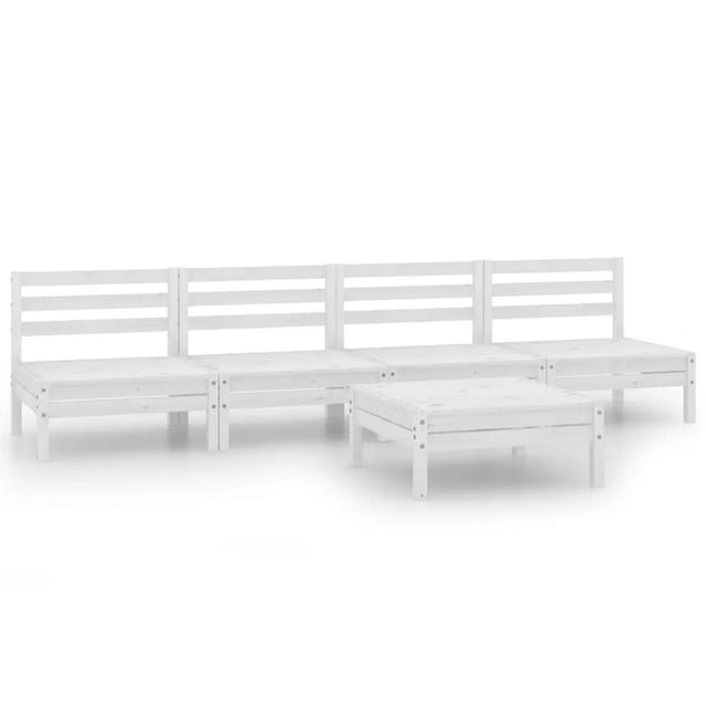 vidaXL 5-tlg Garten-Lounge-Set Weiß Kiefer Massivholz Modell 19