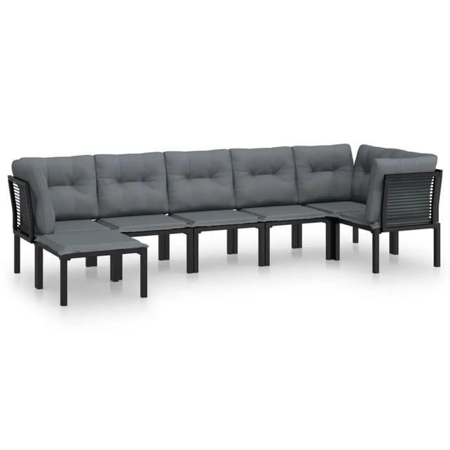 vidaXL 7-tlg Garten-Lounge-Set Schwarz und Grau Poly Rattan Modell 2
