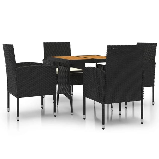 vidaXL 5-tlg Garten-Essgruppe Poly Rattan Schwarz Modell 33