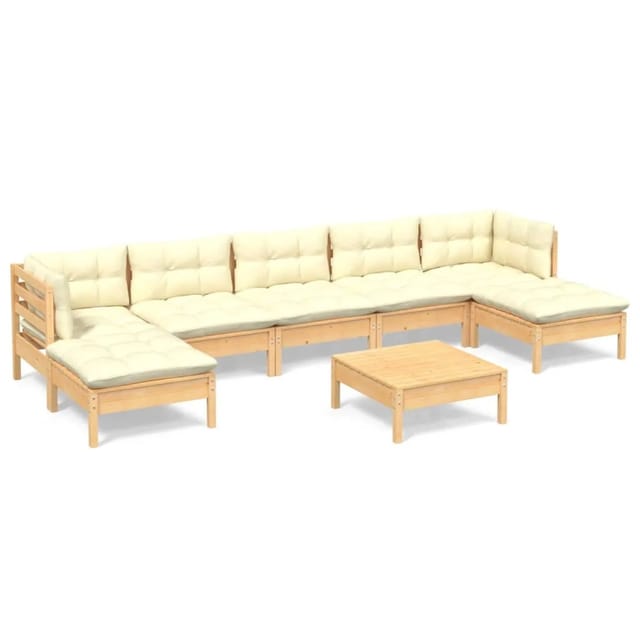 vidaXL 8-tlg Garten-Lounge-Set mit Creme Kissen Kiefernholz Modell 9