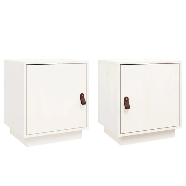vidaXL Nachttische 2 Stk Weiß 40x34x45 cm Massivholz Kiefer Modell 3