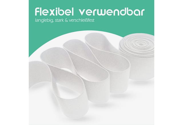 ProHome Gummiband 2,5 m x 1,5 cm Weiß