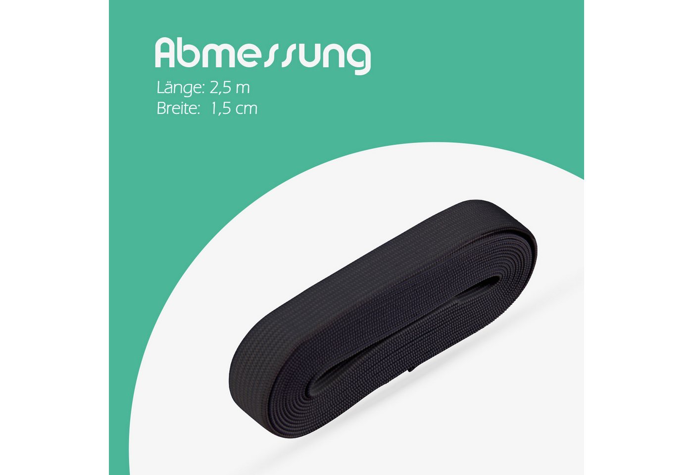 ProHome Gummiband 2,5 m x 1,5 cm Schwarz Bild 5