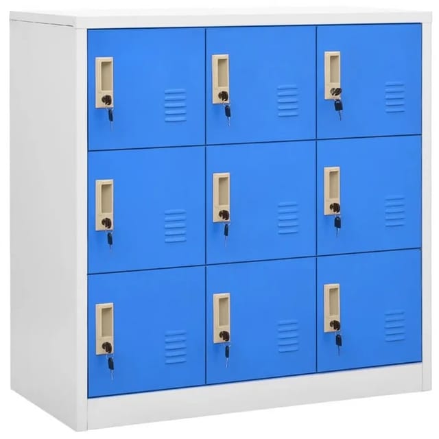 vidaXL Schließfachschrank Hellgrau und Blau 90x45x92,5 cm Stahl Modell 3