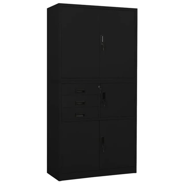vidaXL Büroschrank Schwarz 90x40x180 cm Stahl Modell 3