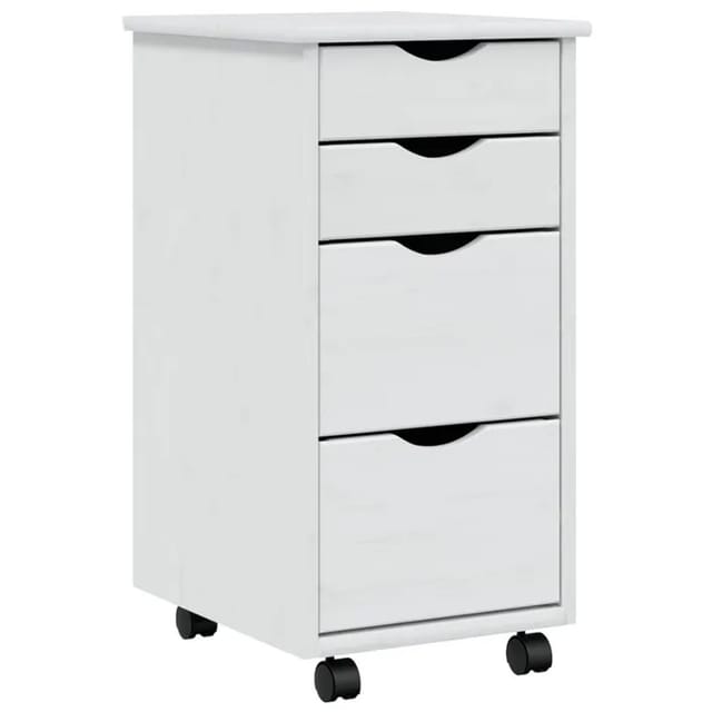 vidaXL Rollschrank mit Schubladen MOSS Weiß Massivholz Kiefer Modell 5