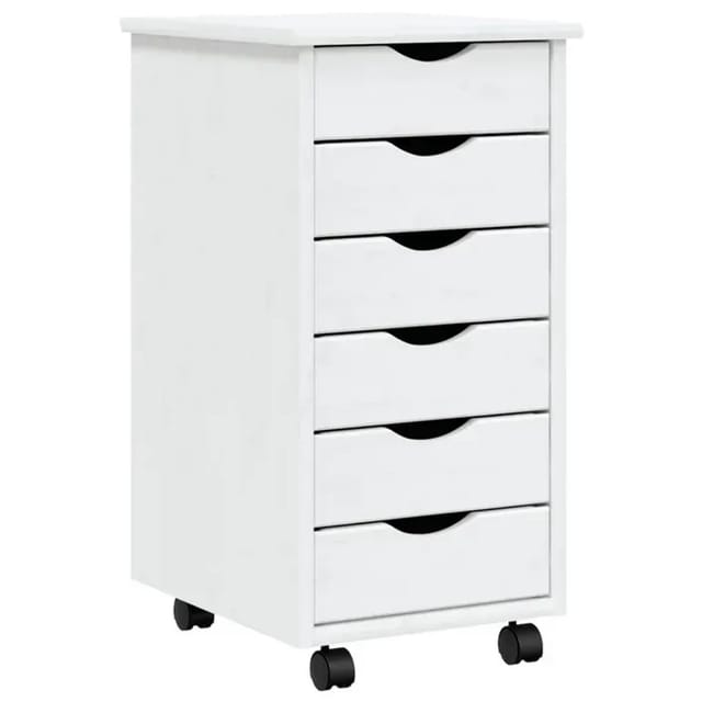 vidaXL Rollschrank mit Schubladen MOSS Weiß Massivholz Kiefer Modell 1