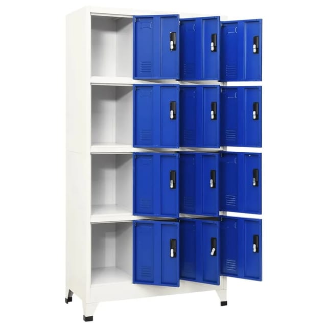 vidaXL Schließfachschrank Grau und Blau 90x45x180 cm Stahl Modell 3