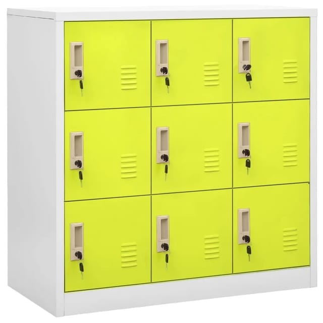 vidaXL Schließfachschränke 2 Stk Hellgrau und Grün 90x45x92,5cm Stahl Modell 3