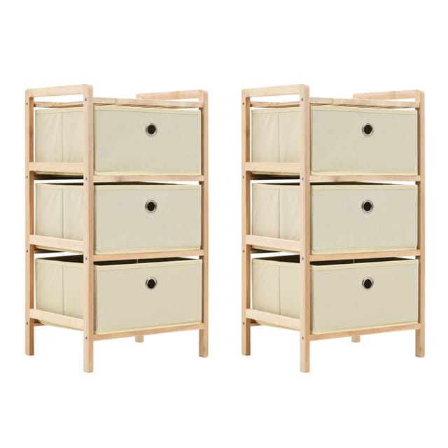 vidaXL Aufbewahrungsregale mit 3 Stoffkörben 2 Stk Beige Zedernholz