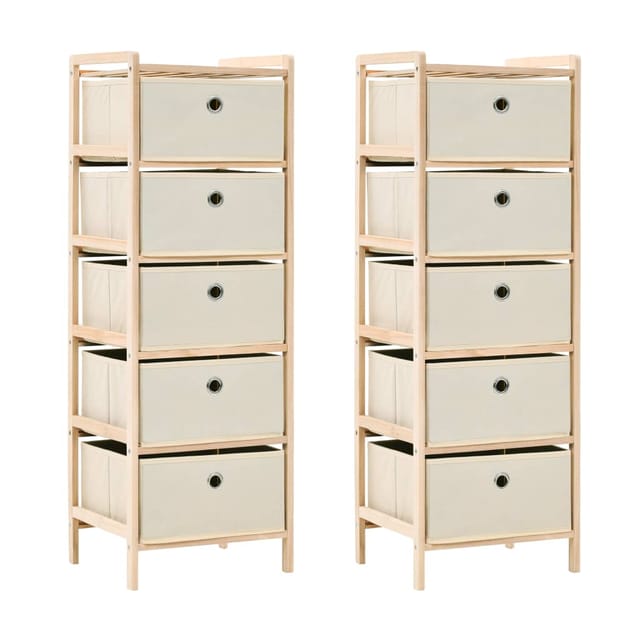 vidaXL Aufbewahrungsregale mit 5 Stoffkörben 2 Stk Beige Zedernholz