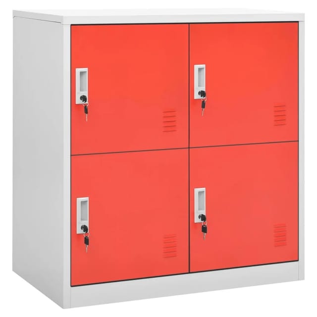 vidaXL Schließfachschränke 5 Stk Hellgrau und Rot 90x45x92,5 cm Stahl Modell 1