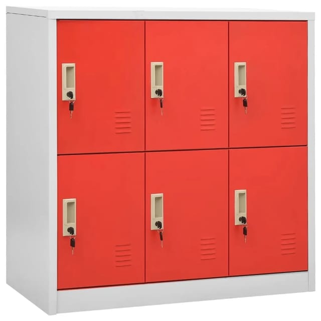 vidaXL Schließfachschränke 5 Stk Hellgrau und Rot 90x45x92,5 cm Stahl Modell 2
