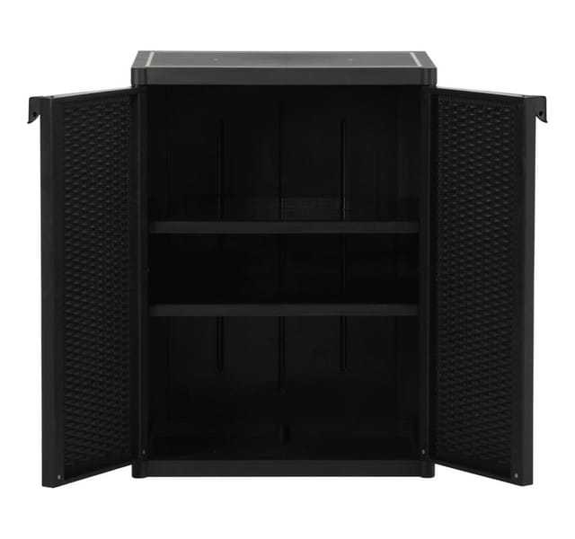 vidaXL Gartenschrank Schwarz 65x45x88 cm PP Rattan-Optik
