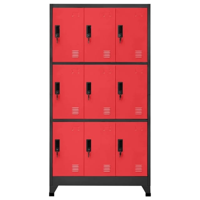 vidaXL Schließfachschrank Anthrazit und Rot 90x45x180 cm Stahl Modell 2