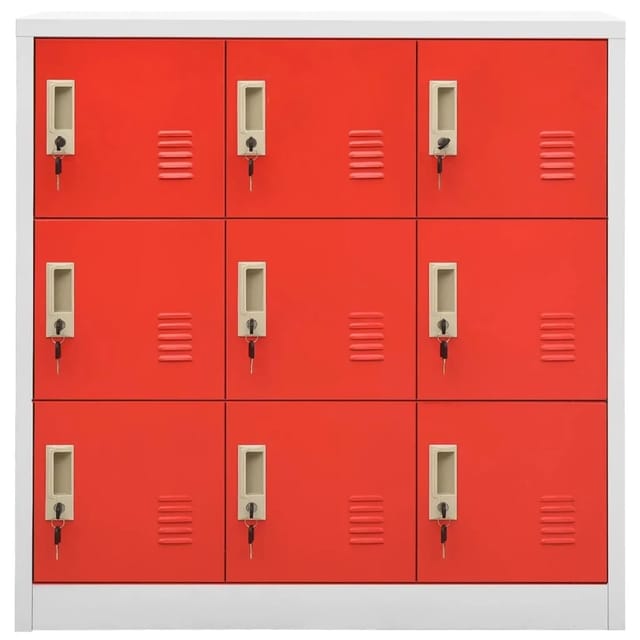vidaXL Schließfachschrank Hellgrau und Rot 90x45x92,5 cm Stahl Modell 3