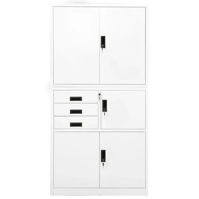 vidaXL Büroschrank Weiß 90x40x180 cm Stahl Modell 3