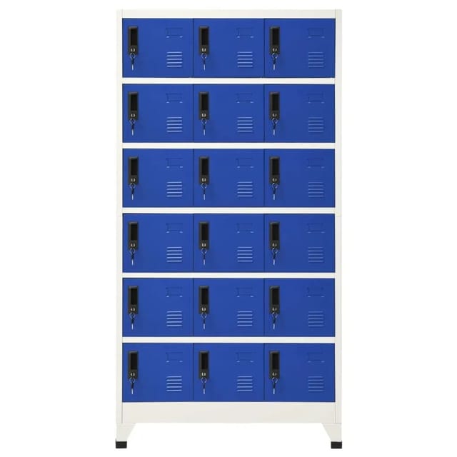 vidaXL Schließfachschrank Grau und Blau 90x40x180 cm Stahl