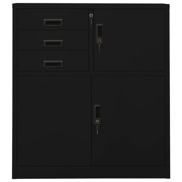vidaXL Büroschrank Schwarz 90x40x102 cm Stahl