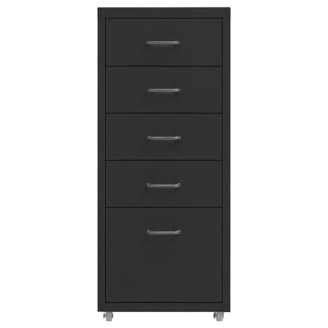 vidaXL Aktenschrank mit Rollen Schwarz 28x41x69 cm Metall Modell 1
