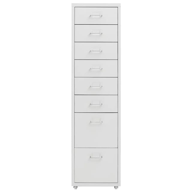 vidaXL Aktenschrank mit Rollen Grau 28x41x109 cm Metall