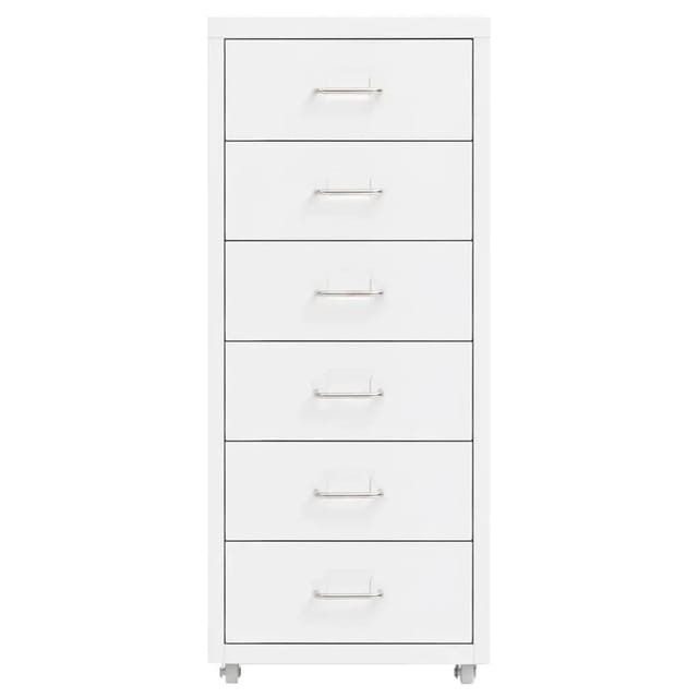 vidaXL Aktenschrank mit Rollen Weiß 28x41x69 cm Metall