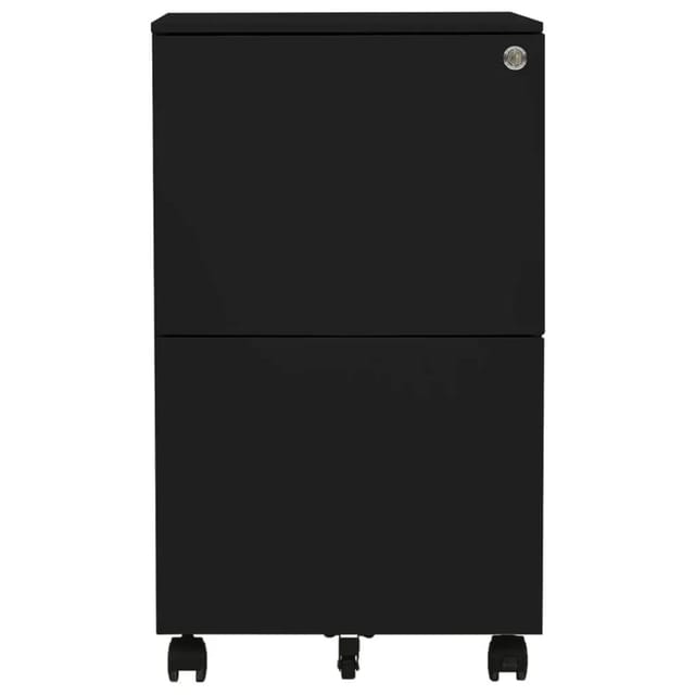 vidaXL Aktenschrank mit Rollen Schwarz 39x45x67 cm Stahl