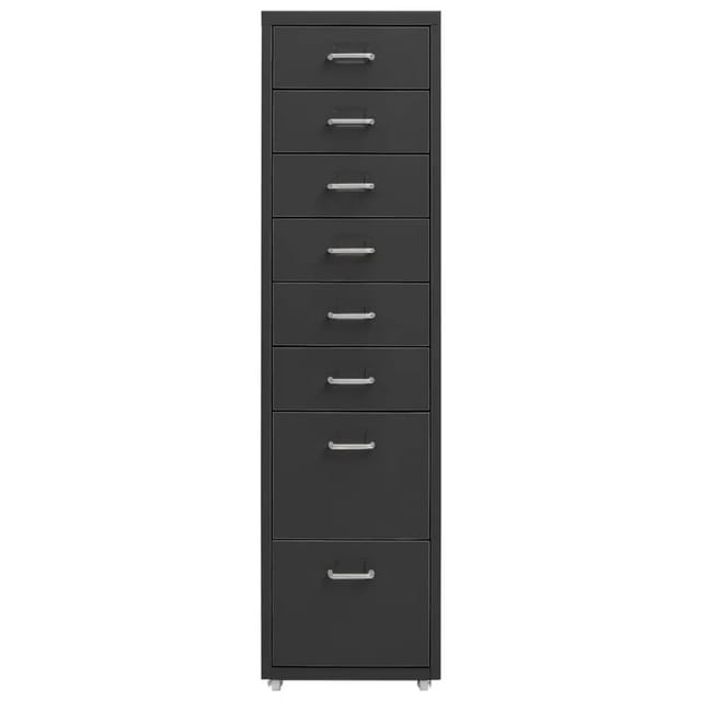 vidaXL Aktenschrank mit Rollen Anthrazit 28x41x109 cm Metall